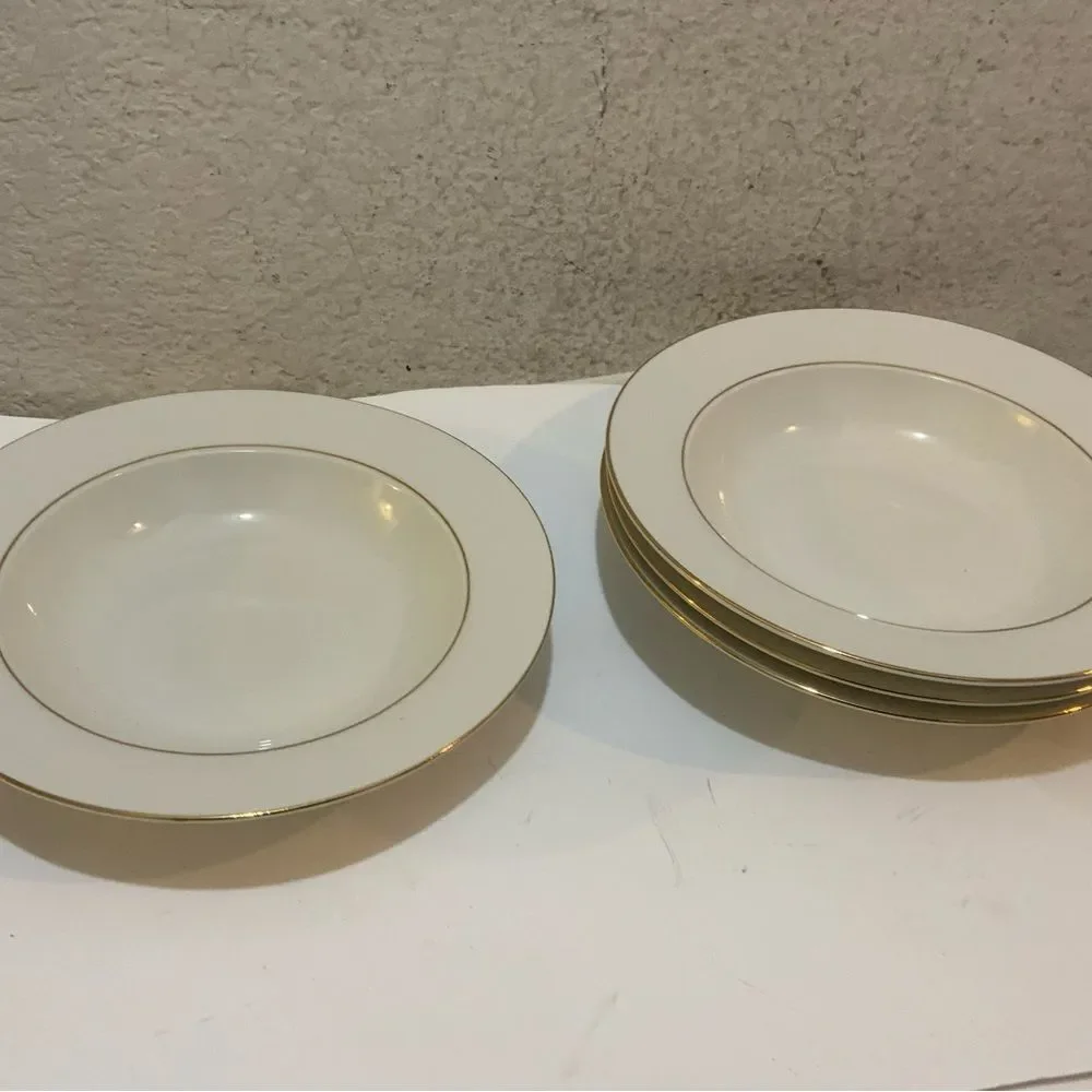 New Set of 4 Lynns Stoneware ANNIVERSARY GOLD Soup Bowls G26